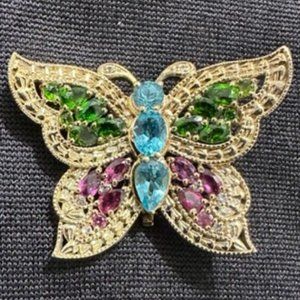 Decorative TJC 925 GP Multi-Gemstone Butterfly Pendant